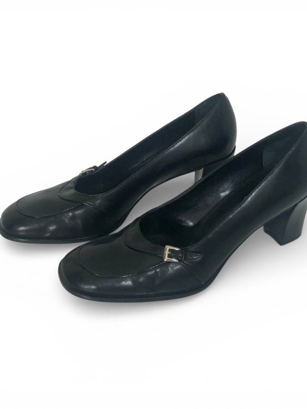 Franco Sarto Women's Classic Black Block Heel Pump Shoes  3 1/2" Heel Sz 10 1/2 - Picture 8 of 13